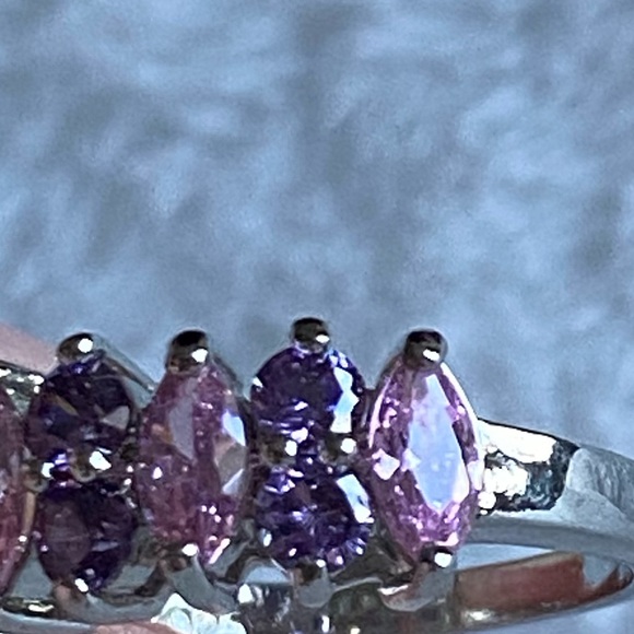 925 Sterling Silver pink & purple AMETHYST GEMSTONE RING 10 stone - Picture 6 of 11